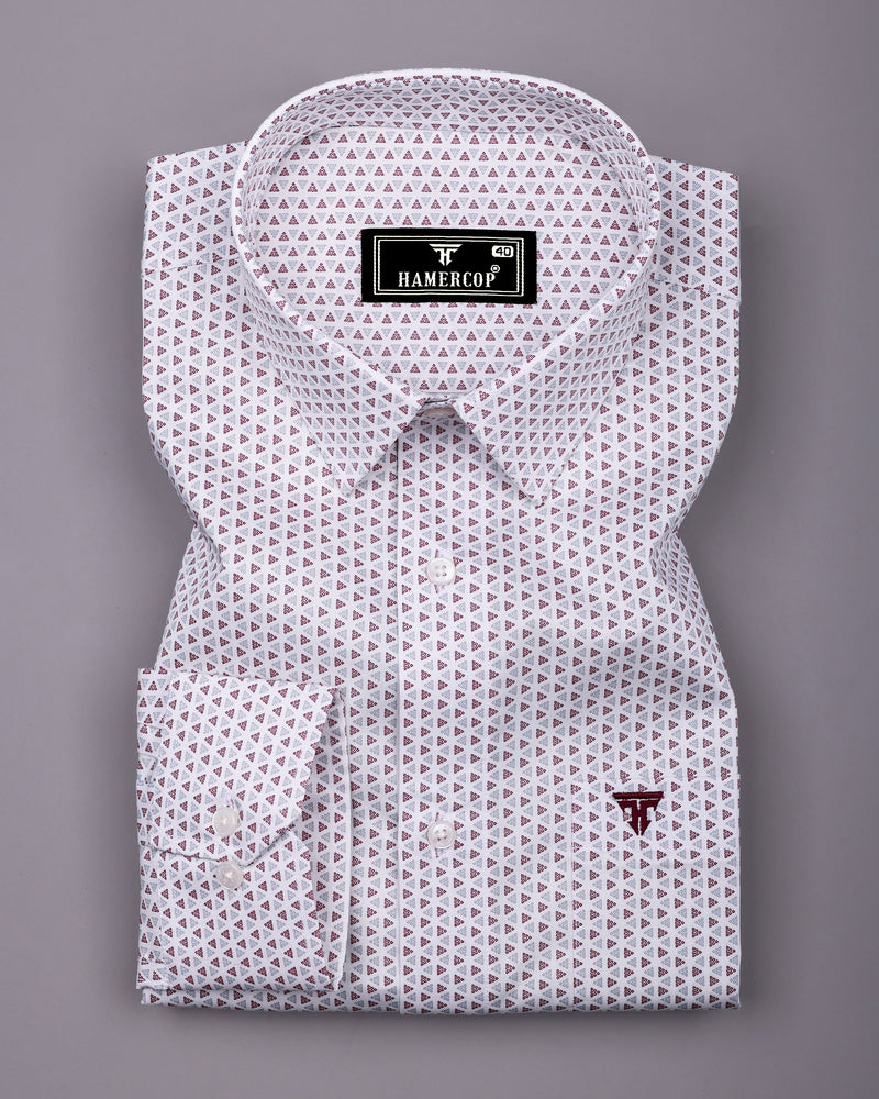 Fluffy Maroon With Gray Printed Premium Cotton Formal Shirt