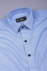 Blue premium jacquard cotton shirt