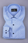Blue premium jacquard cotton shirt