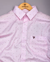 Jelly Pink With Wine Printed Dobby Cotton Shirt
