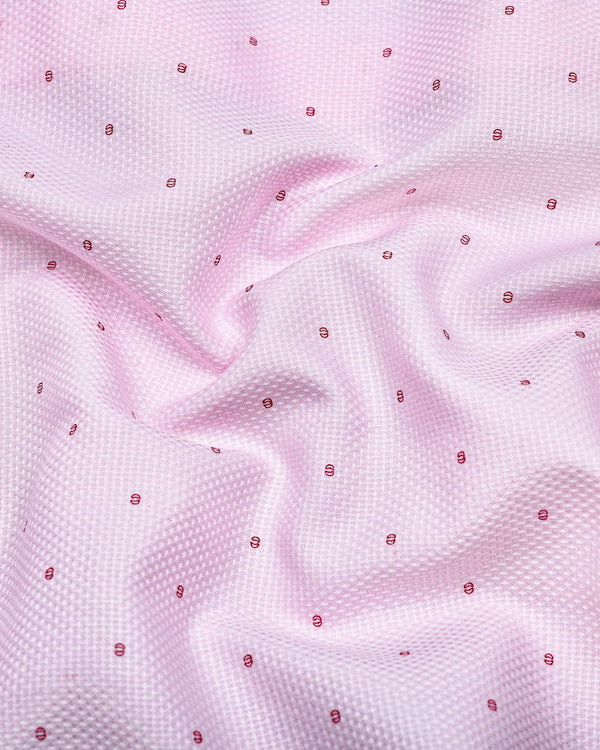 Jelly Pink With Wine Printed Dobby Cotton Shirt