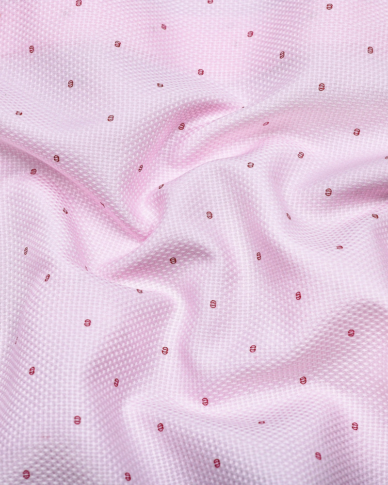 Jelly Pink With Wine Printed Dobby Cotton Shirt