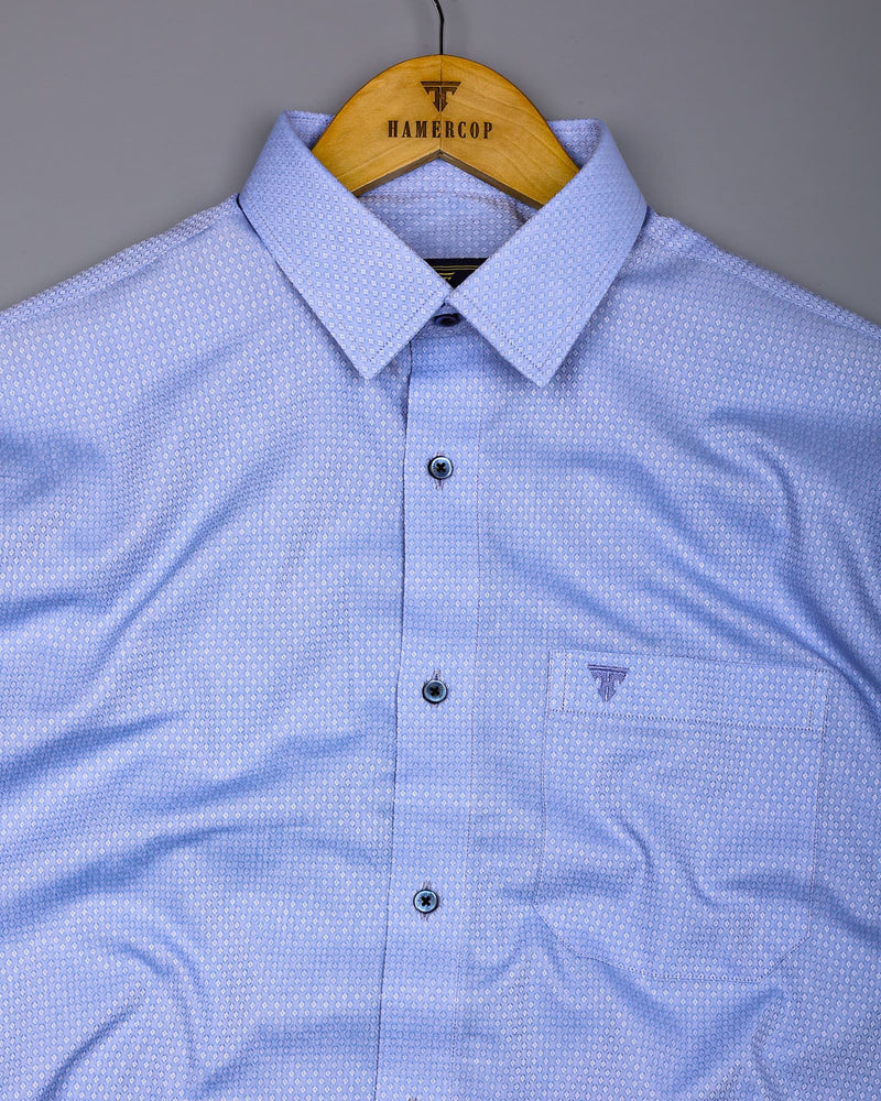 Ural SkyBlue With White Jacquard Texture Formal Shirt