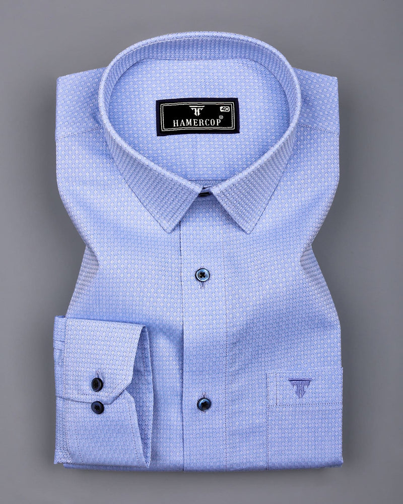 Ural SkyBlue With White Jacquard Texture Formal Shirt