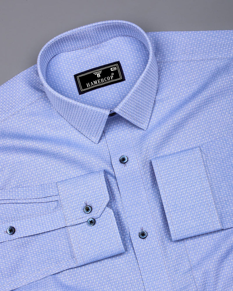 Ural SkyBlue With White Jacquard Texture Formal Shirt