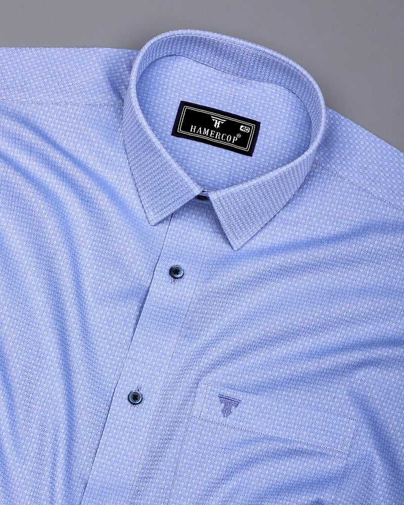 Ural SkyBlue With White Jacquard Texture Formal Shirt