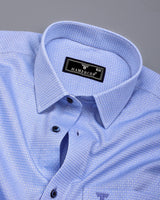 Ural SkyBlue With White Jacquard Texture Formal Shirt