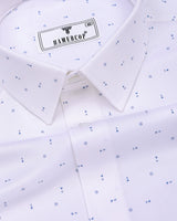 Compass White With Blue Printed Premium Giza Shirt