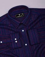 Wind Blue With Maroon Stripe Cotton Shirt