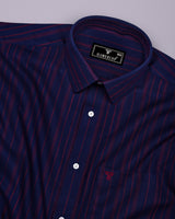 Wind Blue With Maroon Stripe Cotton Shirt