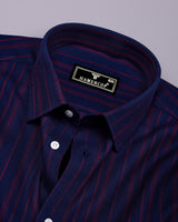Wind Blue With Maroon Stripe Cotton Shirt