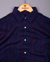Wind Blue With Maroon Stripe Cotton Shirt