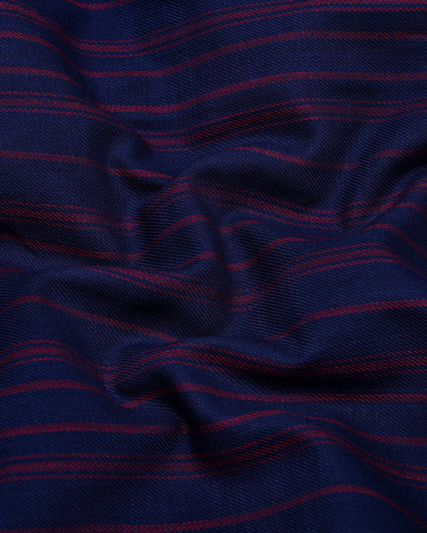 Wind Blue With Maroon Stripe Cotton Shirt