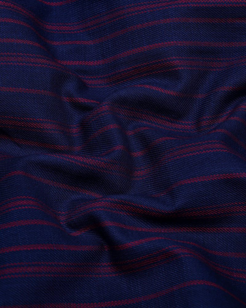 Wind Blue With Maroon Stripe Cotton Shirt