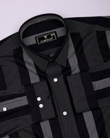 Breez Black With White Stripe Oxford Cotton Shirt