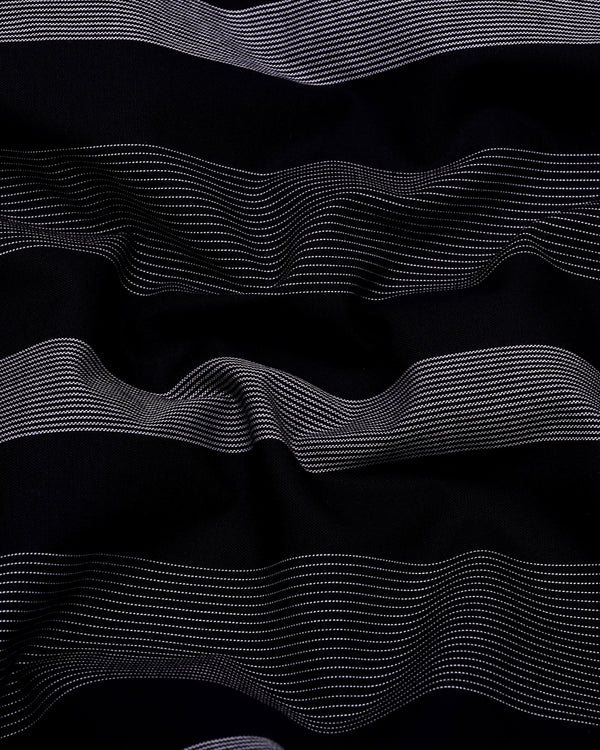 Breez Black With White Stripe Oxford Cotton Shirt