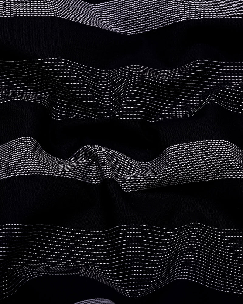 Breez Black With White Stripe Oxford Cotton Shirt