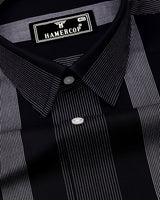 Breez Black With White Stripe Oxford Cotton Shirt