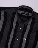 Breez Black With White Stripe Oxford Cotton Shirt