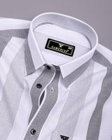 Breez White With Black Stripe Oxford Cotton Shirt