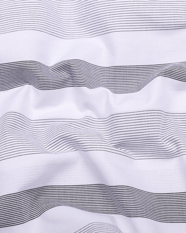 Breez White With Black Stripe Oxford Cotton Shirt