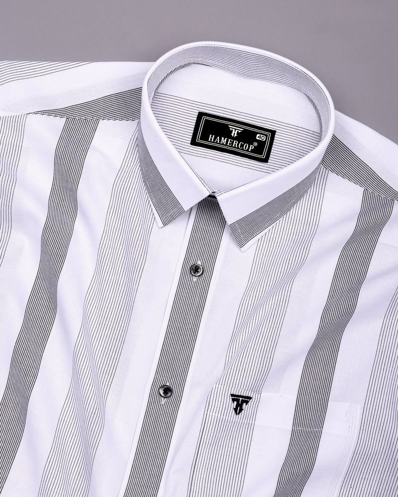 Breez White With Black Stripe Oxford Cotton Shirt