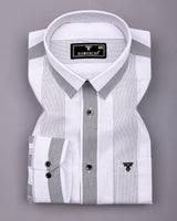 Breez White With Black Stripe Oxford Cotton Shirt