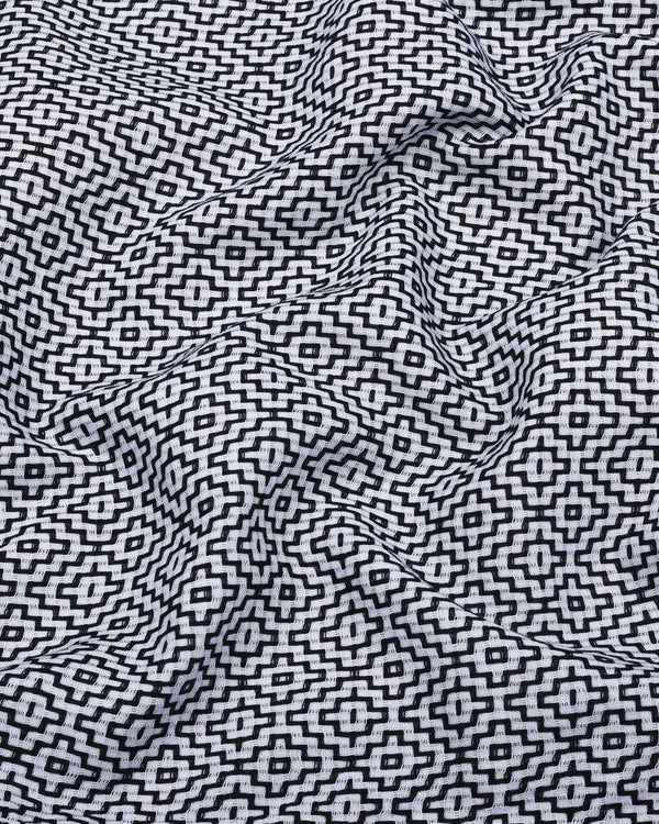 Truxton White With Black Dobby Textured Cotton Shirt