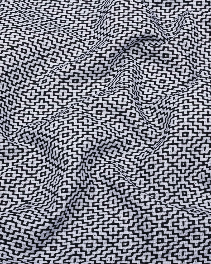 Truxton White With Black Dobby Textured Cotton Shirt