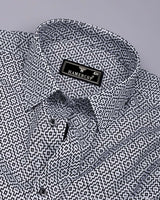 Truxton White With Black Dobby Textured Cotton Shirt