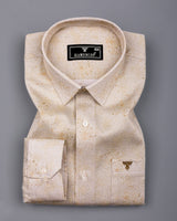 Virgo Green With White Printed Cotton Shirt