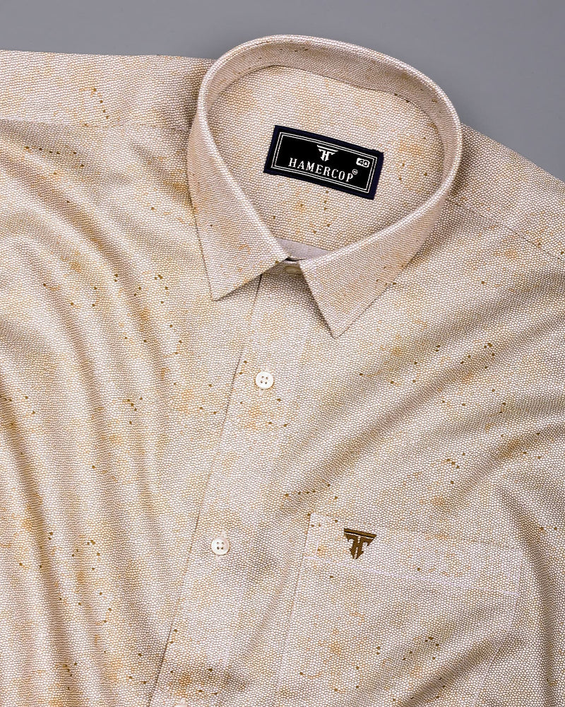 Virgo Green With White Printed Cotton Shirt