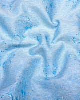 Virgo Water Blue With White Printed Cotton Shirt