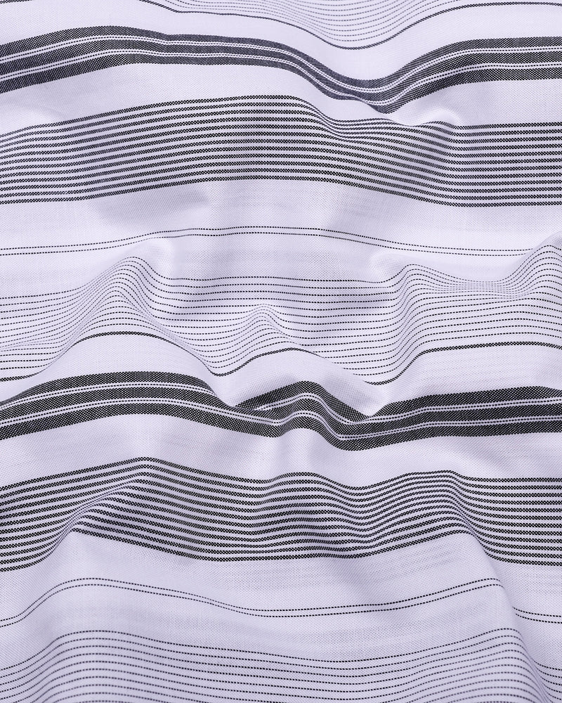 Tista White With Black Stripe Oxford Cotton Shirt
