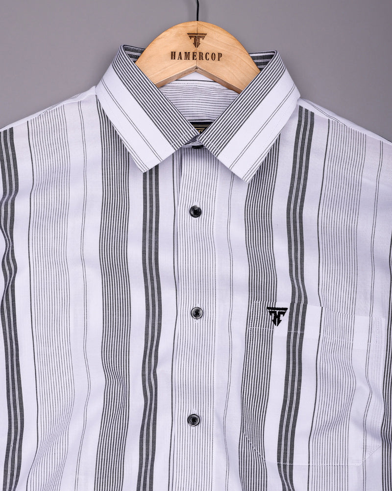 Tista White With Black Stripe Oxford Cotton Shirt
