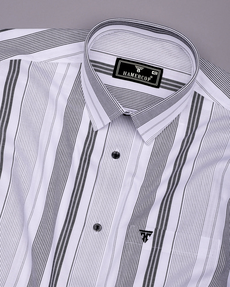 Tista White With Black Stripe Oxford Cotton Shirt