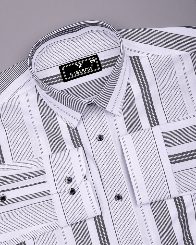 Tista White With Black Stripe Oxford Cotton Shirt