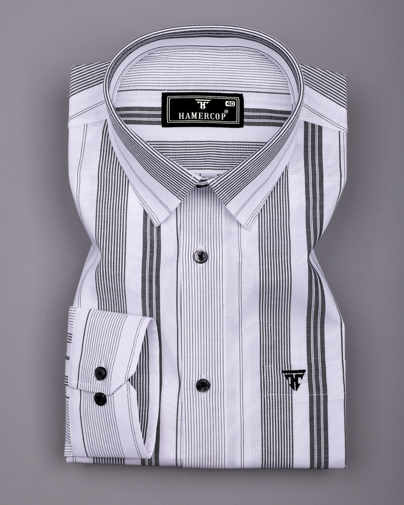 Tista White With Black Stripe Oxford Cotton Shirt