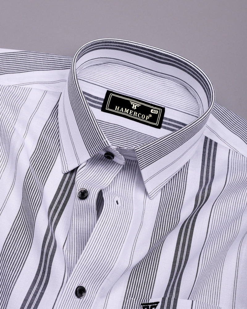 Tista White With Black Stripe Oxford Cotton Shirt