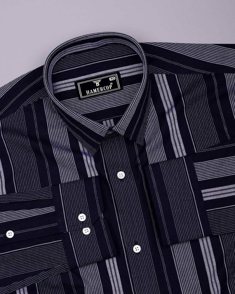 Tista Blue With White Stripe Oxford Cotton Shirt