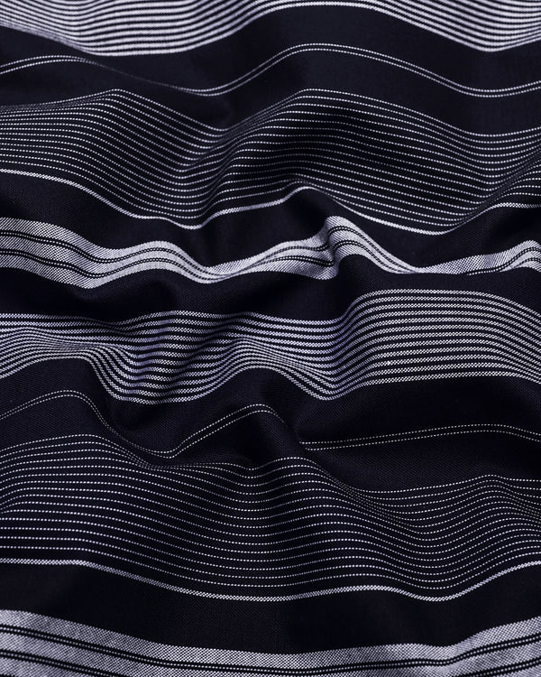 Tista Blue With White Stripe Oxford Cotton Shirt