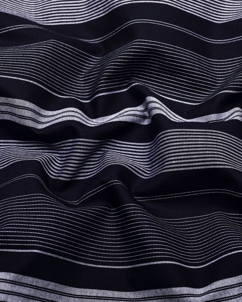 Tista Blue With White Stripe Oxford Cotton Shirt