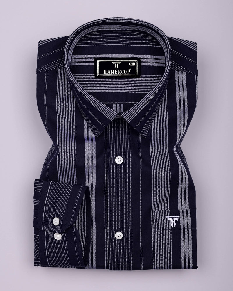 Tista Blue With White Stripe Oxford Cotton Shirt