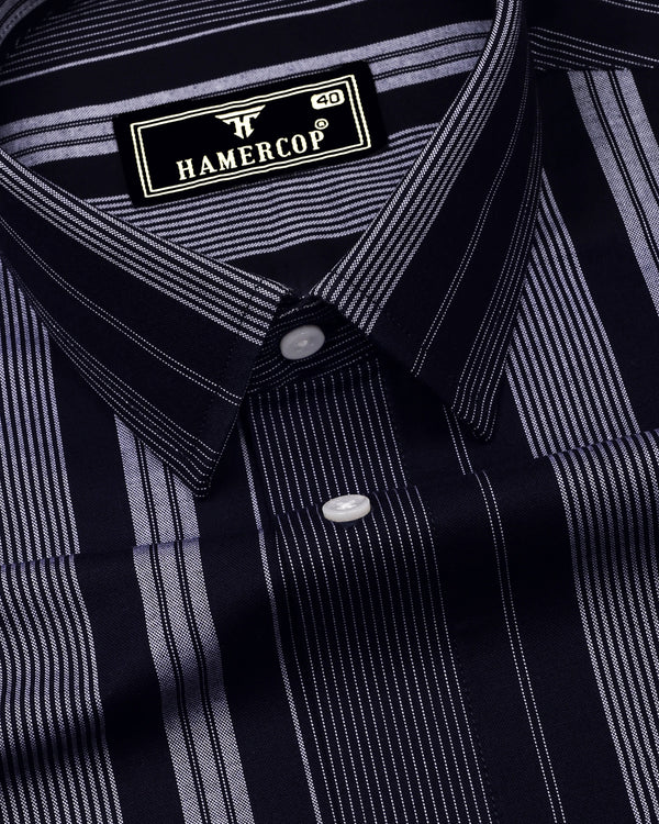 Tista Blue With White Stripe Oxford Cotton Shirt