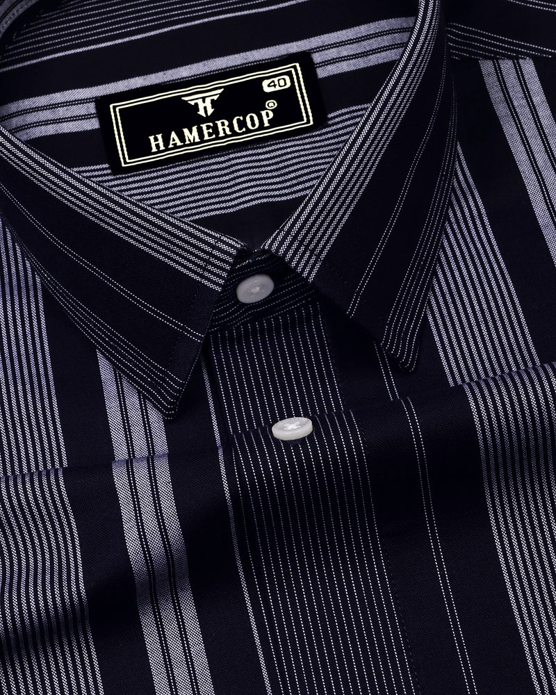 Tista Blue With White Stripe Oxford Cotton Shirt