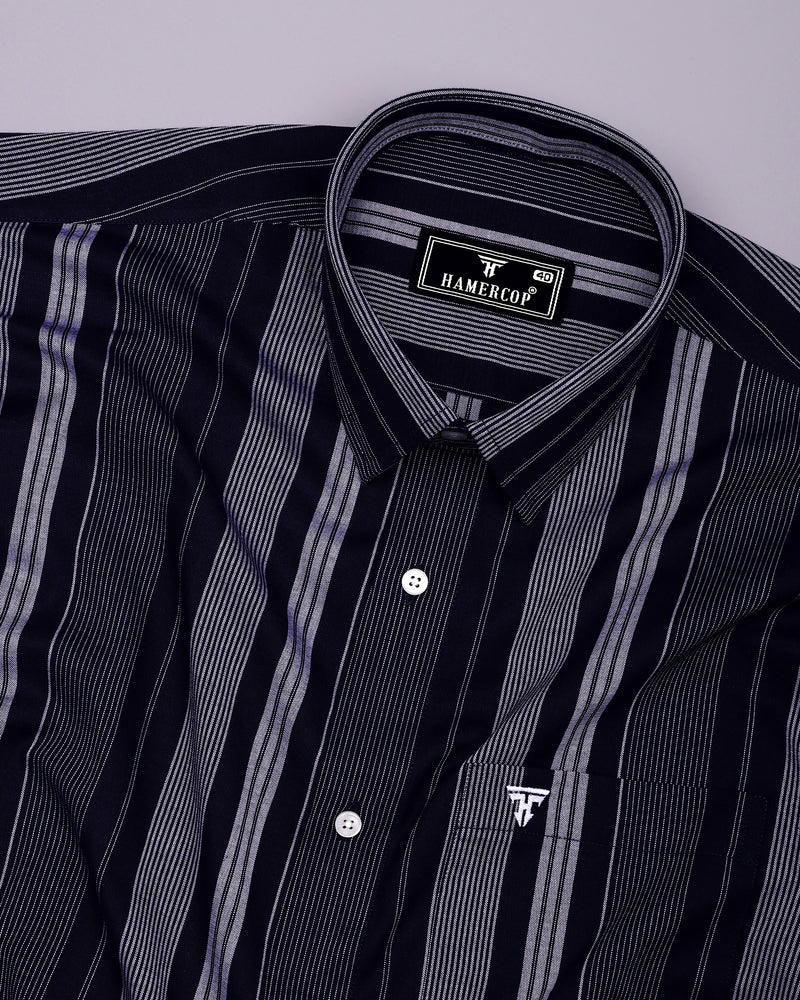 Tista Blue With White Stripe Oxford Cotton Shirt