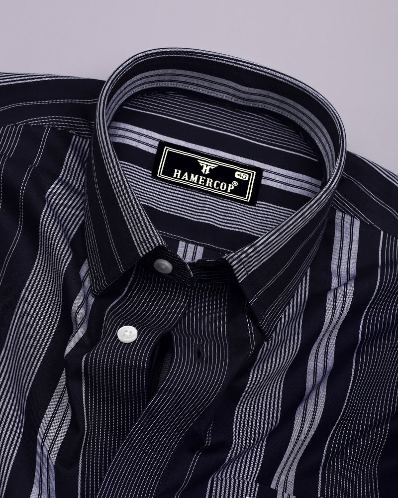 Tista Blue With White Stripe Oxford Cotton Shirt