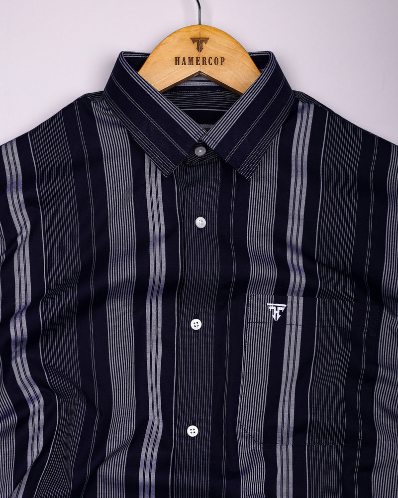 Tista Blue With White Stripe Oxford Cotton Shirt