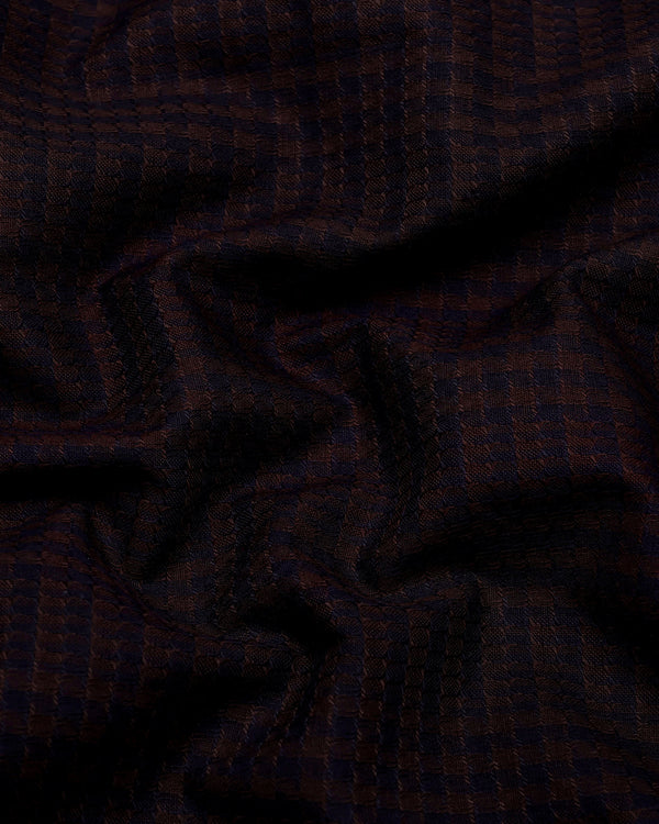 Crater Brown With Black Dobby Check Cotton Shirt