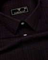 Crater Brown With Black Dobby Check Cotton Shirt